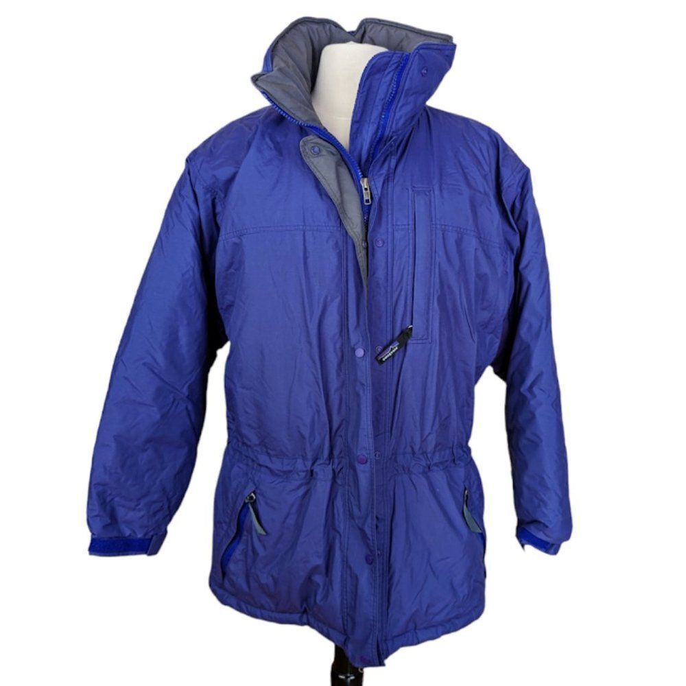 1997 Patagonia Purple Puffer Parka Coat Cinched Waist Size Medium Vintage